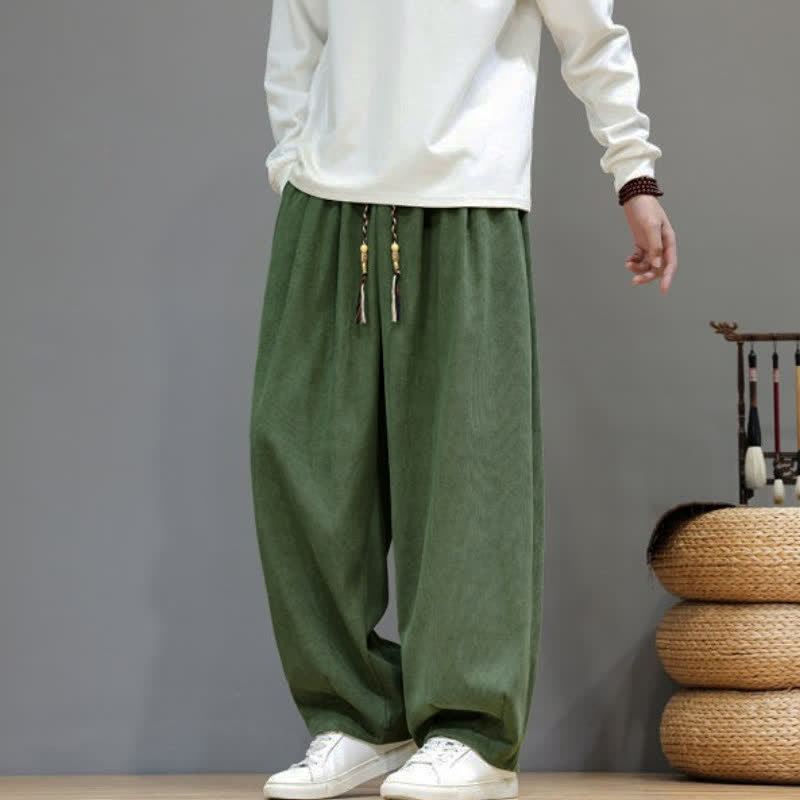 Buddha Stones Fall Winter Simple Classic Drawstring Solid Ankle Pants Corduroy Men's Straight Leg Pants With Pockets - image 28