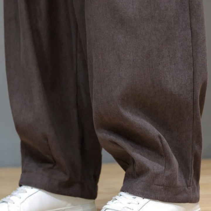 Buddha Stones Fall Winter Simple Classic Drawstring Solid Ankle Pants Corduroy Men's Straight Leg Pants With Pockets - image 11