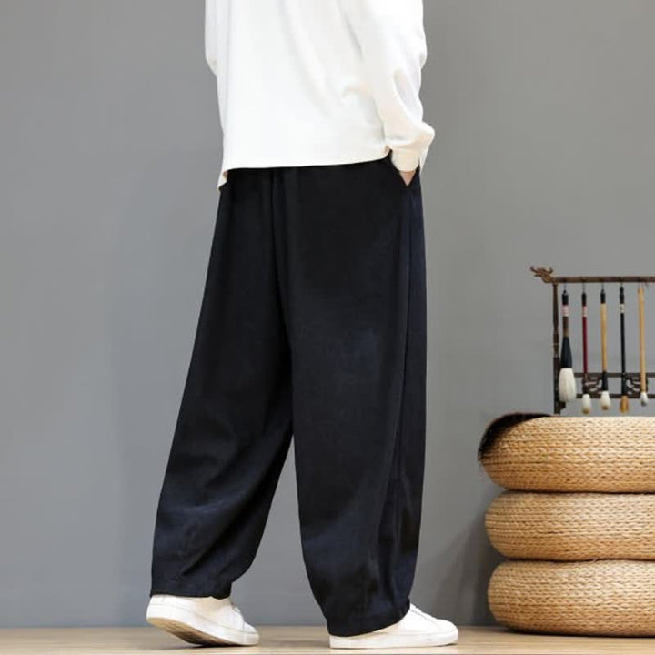 Buddha Stones Fall Winter Simple Classic Drawstring Solid Ankle Pants Corduroy Men's Straight Leg Pants With Pockets - image 15