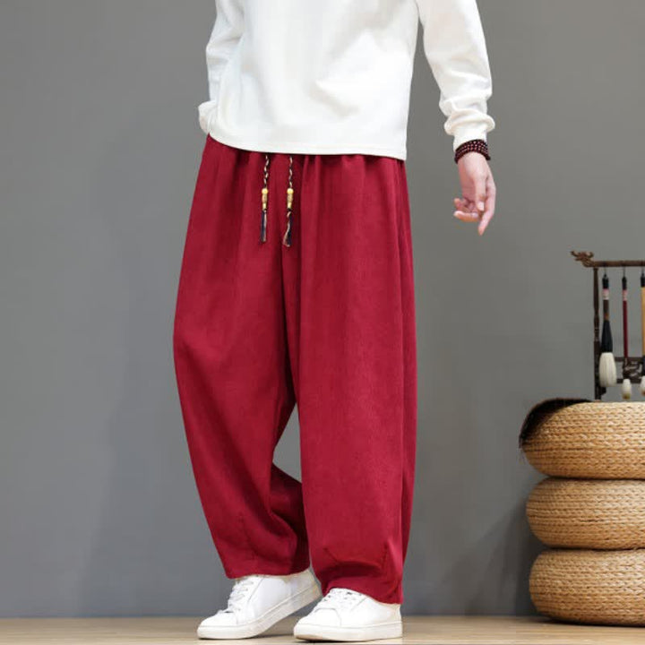 Buddha Stones Fall Winter Simple Classic Drawstring Solid Ankle Pants Corduroy Men's Straight Leg Pants With Pockets - image 39