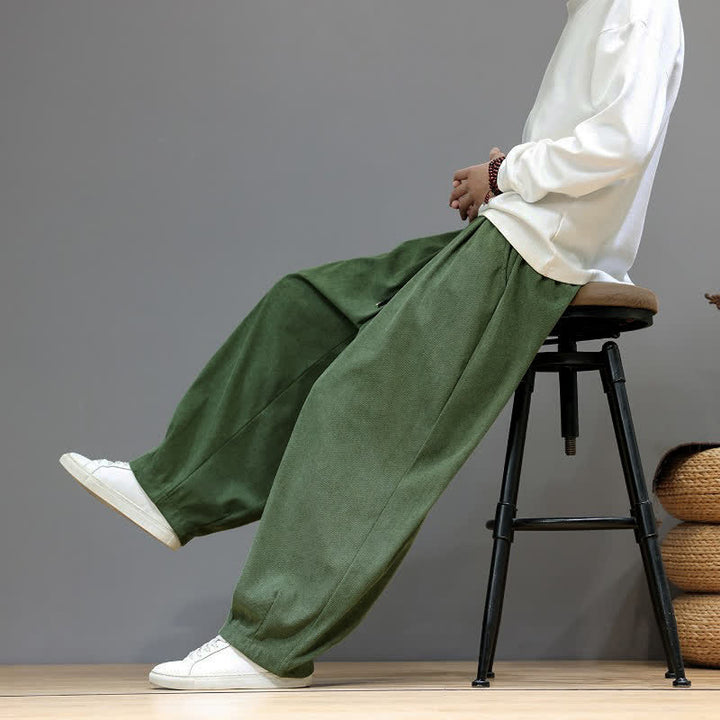 Buddha Stones Fall Winter Simple Classic Drawstring Solid Ankle Pants Corduroy Men's Straight Leg Pants With Pockets - image 29