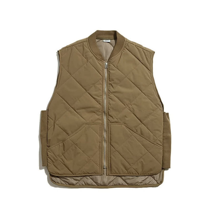 Buddha Stones Winter Casual Quilted Zipper Design Tank Top Men's Vest With Pockets - Tan - US/UK/AU40, EU50 (2XL) - image 0