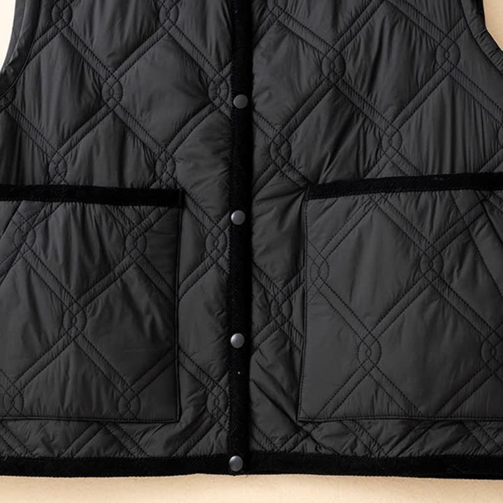 Buddha Stones Fall Winter Casual Minimalist Button-Up Solid Tank Top Women's Vest With Pockets - image 21