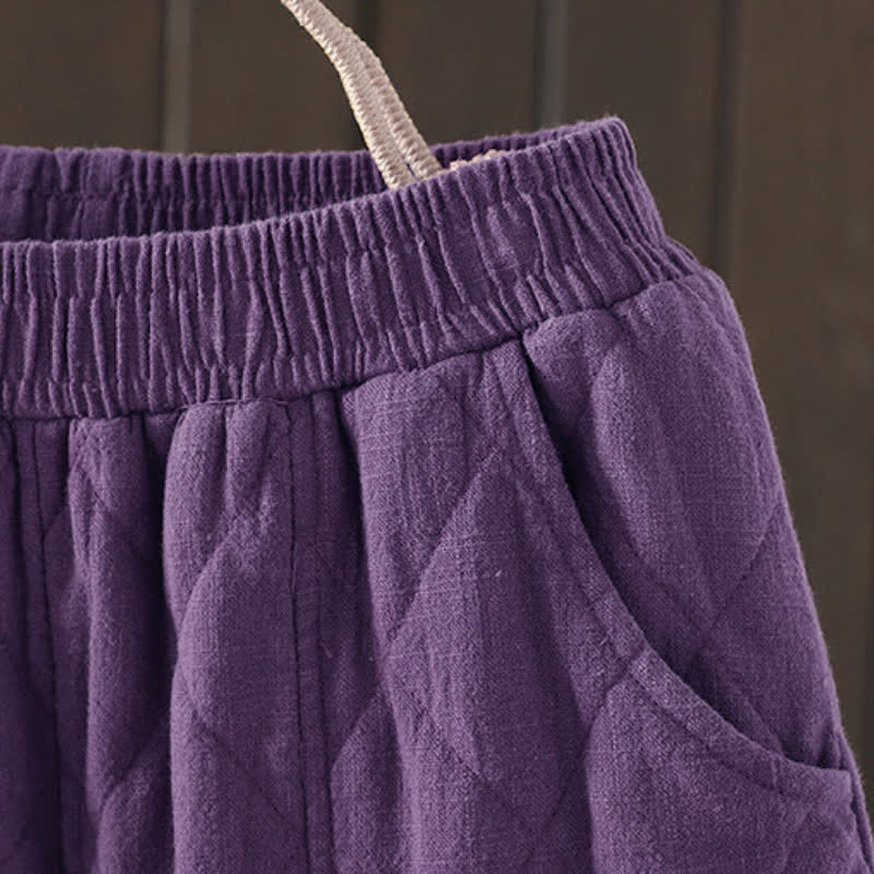Buddha Stones Fall Winter Casual Drawstring Geometric Ankle Pants Women's Harem Pants With Pockets - image 7