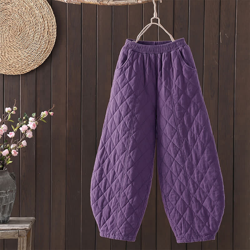 Buddha Stones Fall Winter Casual Drawstring Geometric Ankle Pants Women's Harem Pants With Pockets - MediumPurple - US8-10, UK/AU12-14, EU40-42 (2XL) - image 5