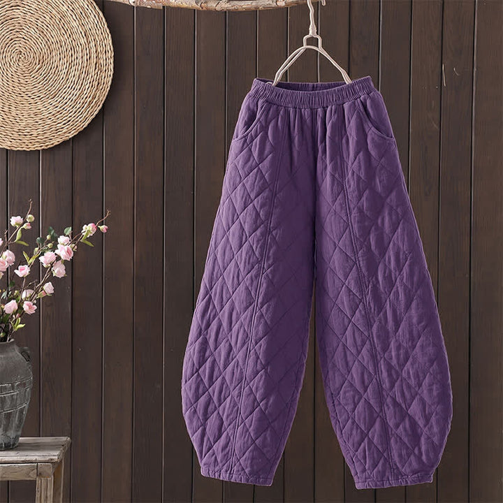 Buddha Stones Fall Winter Casual Drawstring Geometric Ankle Pants Women's Harem Pants With Pockets - MediumPurple - US8-10, UK/AU12-14, EU40-42 (2XL) - image 5