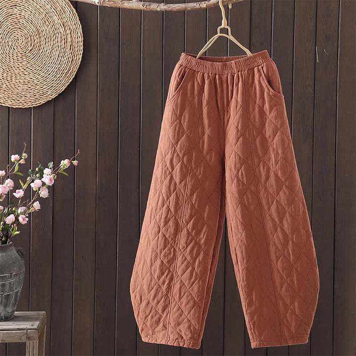Buddha Stones Fall Winter Casual Drawstring Geometric Ankle Pants Women's Harem Pants With Pockets - Chocolate - US8-10, UK/AU12-14, EU40-42 (2XL) - image 0