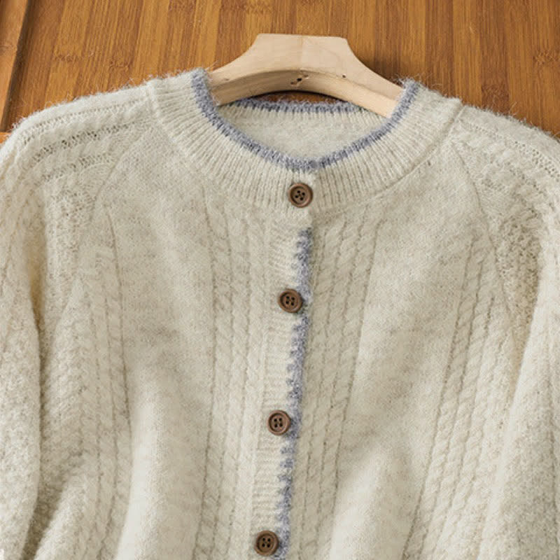Buddha Stones Fall Winter Casual Vintage Button-Up Solid Cotton Women's Knitwear Cardigan - image 9