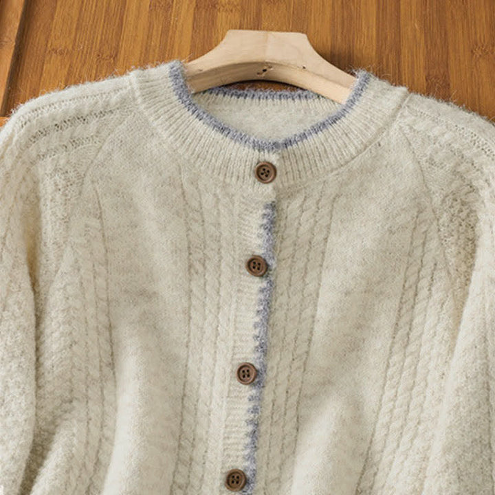 Buddha Stones Fall Winter Casual Vintage Button-Up Solid Cotton Women's Knitwear Cardigan - image 9