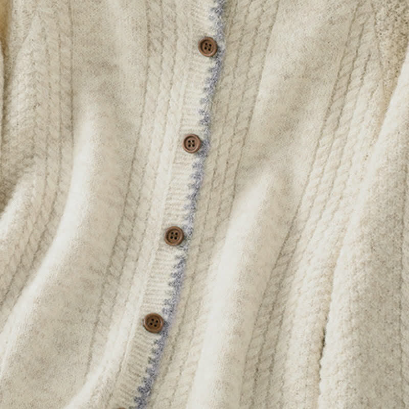 Buddha Stones Fall Winter Casual Vintage Button-Up Solid Cotton Women's Knitwear Cardigan - image 12