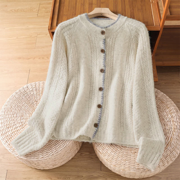 Buddha Stones Fall Winter Casual Vintage Button-Up Solid Cotton Women's Knitwear Cardigan - Beige - US4-6, UK/AU8-10, EU36-38 (F) - image 7