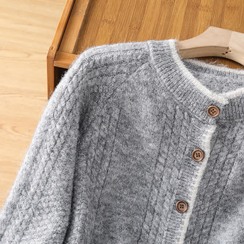 Buddha Stones Fall Winter Casual Vintage Button-Up Solid Cotton Women's Knitwear Cardigan - image 4