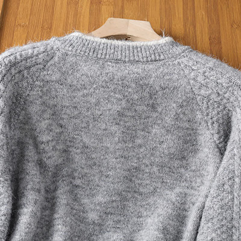 Buddha Stones Fall Winter Casual Vintage Button-Up Solid Cotton Women's Knitwear Cardigan - image 3