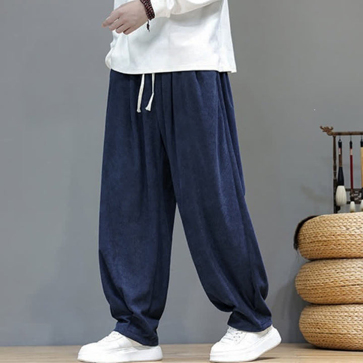 Buddha Stones Fall Winter Retro Casual Drawstring Solid Ankle Pants Corduroy Men's Harem Pants With Pocket - image 20