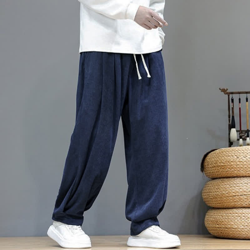 Buddha Stones Fall Winter Retro Casual Drawstring Solid Ankle Pants Corduroy Men's Harem Pants With Pocket - image 17