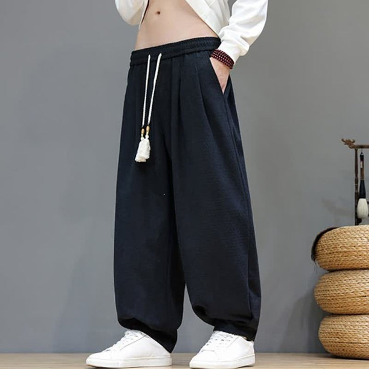 Buddha Stones Spring Fall Casual Drawstring Solid Ankle Pants Men's Tapered Pants With Pockets - image 9
