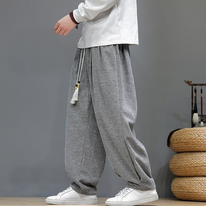 Buddha Stones Spring Fall Casual Drawstring Solid Ankle Pants Men's Tapered Pants With Pockets - image 7