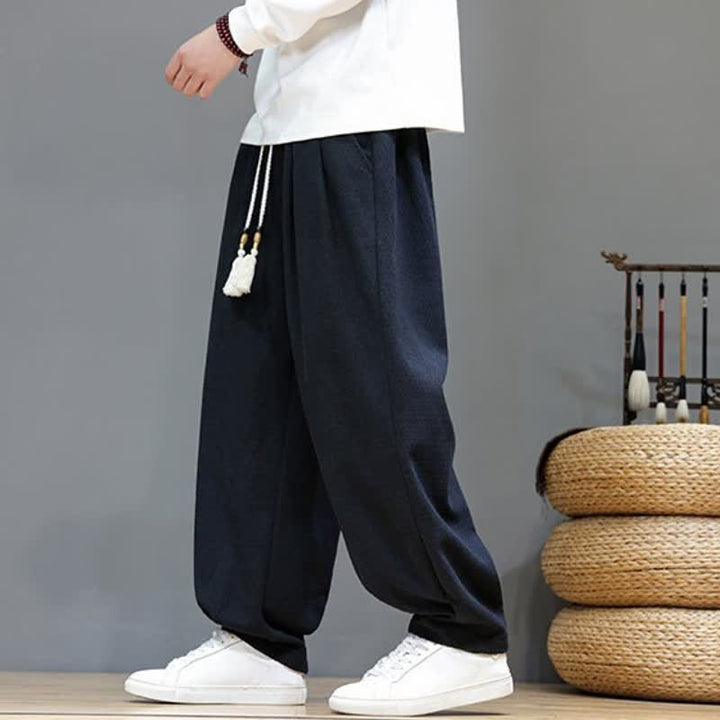 Buddha Stones Spring Fall Casual Drawstring Solid Ankle Pants Men's Tapered Pants With Pockets - image 14