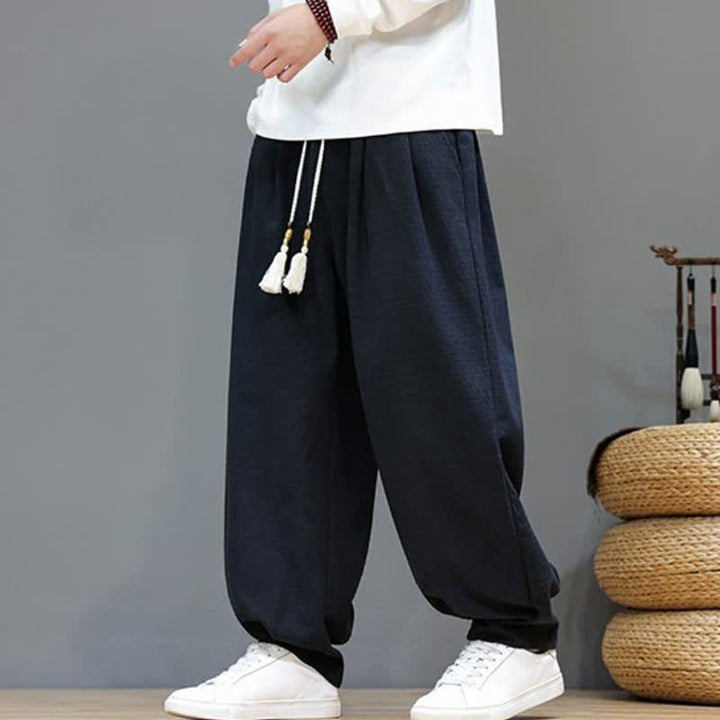 Buddha Stones Spring Fall Casual Drawstring Solid Ankle Pants Men's Tapered Pants With Pockets - image 11