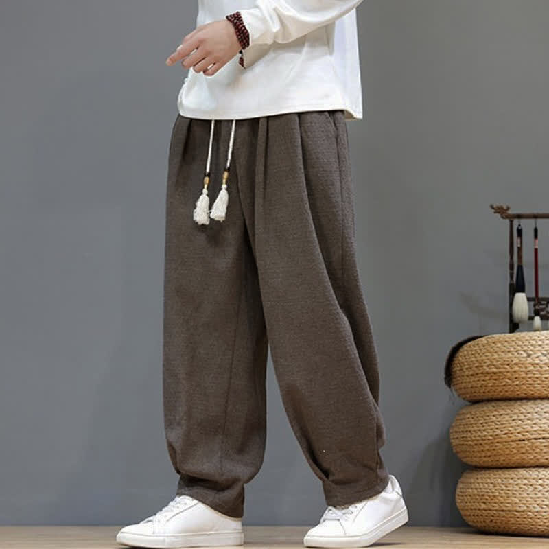 Buddha Stones Spring Fall Casual Drawstring Solid Ankle Pants Men's Tapered Pants With Pockets - image 22
