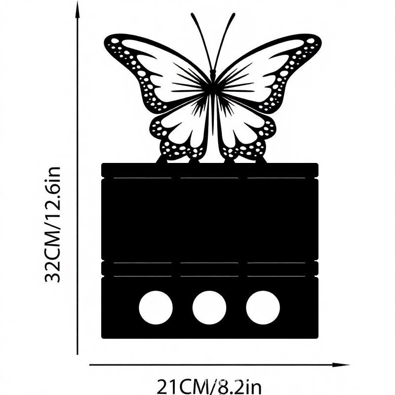 Buddha Stones Black Iron Butterfly Transformation Three Light Candle Holder - Butterfly - image 8
