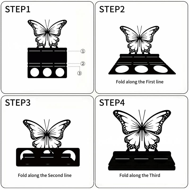 Buddha Stones Black Iron Butterfly Transformation Three Light Candle Holder - image 4