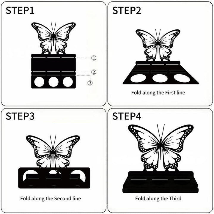 Buddha Stones Black Iron Butterfly Transformation Three Light Candle Holder - image 4