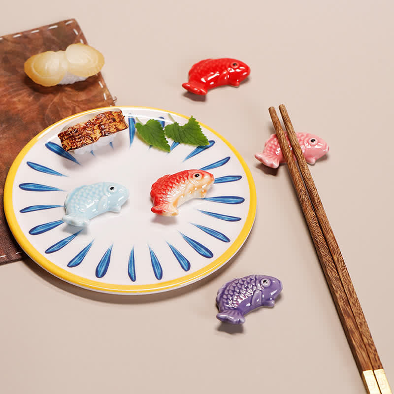 Buddha Stones Hand-Painted Ceramic Mini Koi Fish Wealth Chopstick Holder - image 11