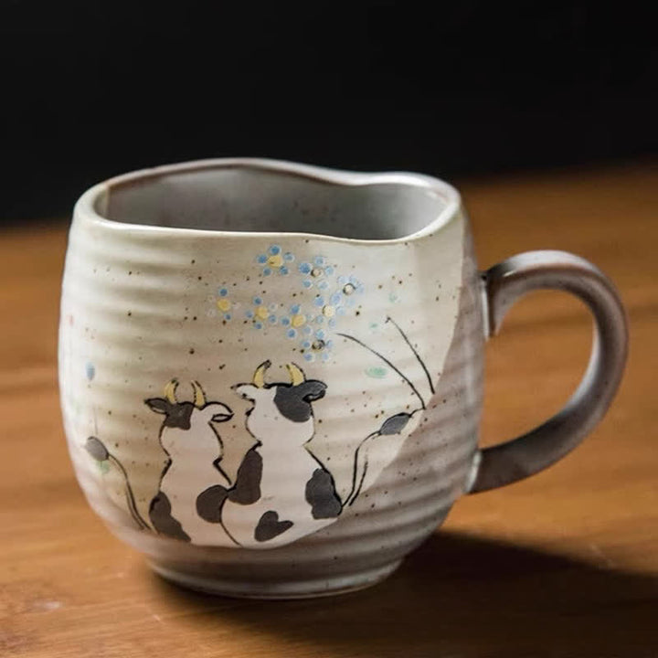 Buddha Stones Japanese Kutani Hand Painted Cat Floral Cow Rabbit Ocean Pattern Ceramic Tea Cup Mug - image 7