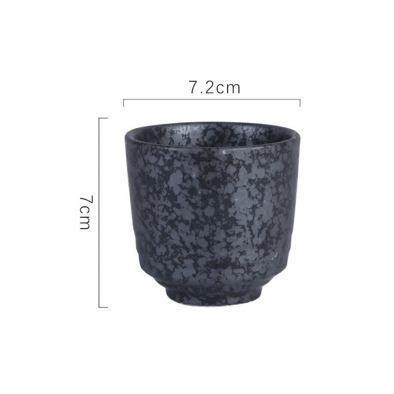 Buddha Stones Hand-Painted Lotus Flower Bird Koi Fish Willow Pattern Purity Ceramic Tea Cup 150 ml - Black Speckled Approx. 7.2 × 7 cm - 101-200 ml - image 2
