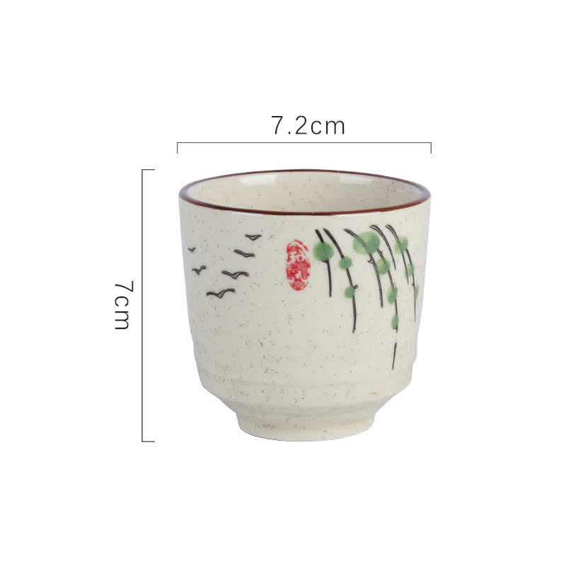 Buddha Stones Hand-Painted Lotus Flower Bird Koi Fish Willow Pattern Purity Ceramic Tea Cup 150 ml - Willow Approx. 7.2 × 7 cm - 101-200 ml - image 10