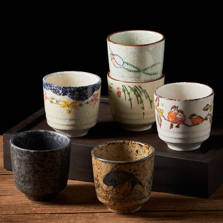 Buddha Stones Hand-Painted Lotus Flower Bird Koi Fish Willow Pattern Purity Ceramic Tea Cup 150 ml - image 16