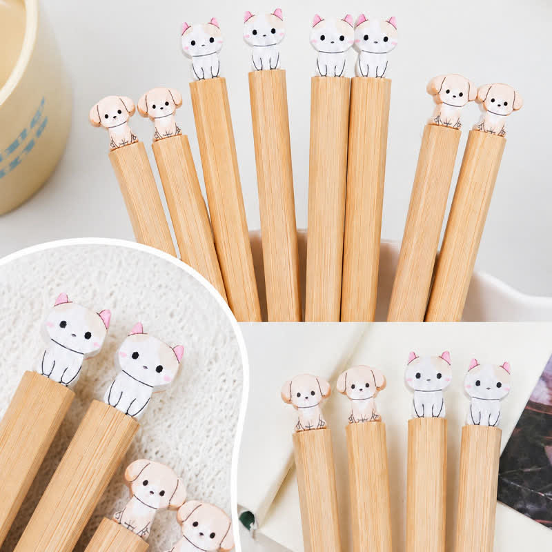 Buddha Stones Japanese Style Puppy Dog Cat Bamboo Wood Chopsticks - image 19