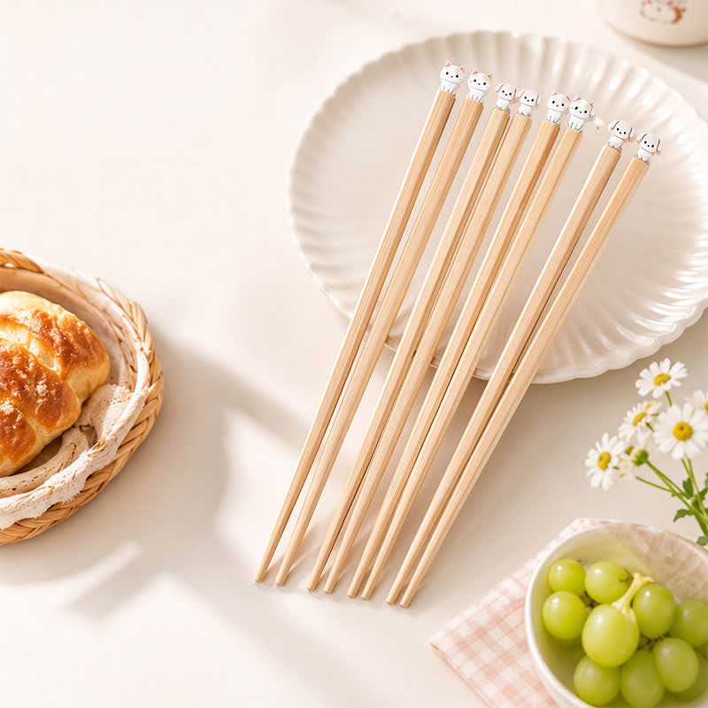 Buddha Stones Japanese Style Puppy Dog Cat Bamboo Wood Chopsticks - image 24