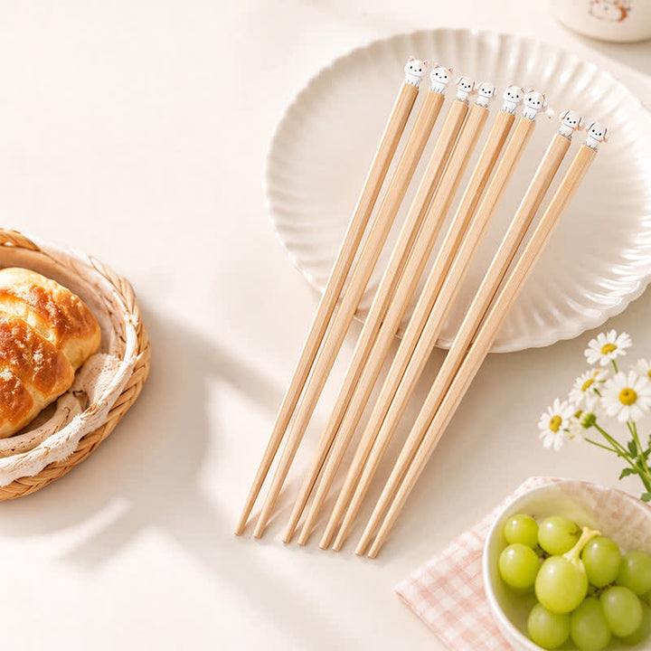 Buddha Stones Japanese Style Puppy Dog Cat Bamboo Wood Chopsticks - image 24