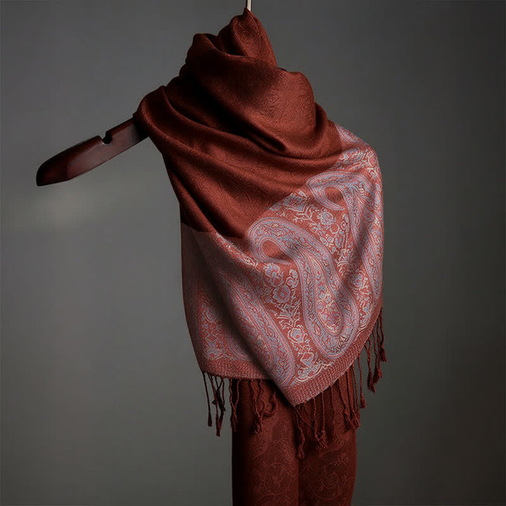 Buddha Stones Spring Fall Paisley Tassel Elegant Women's Scarf - Coffee - Approx. 70 × 200 cm - image 19