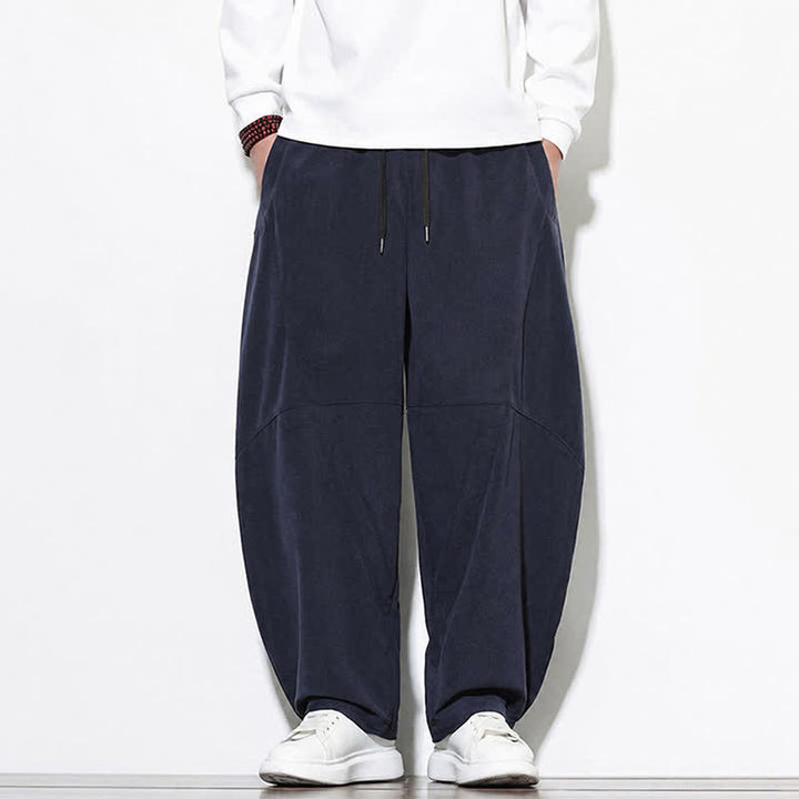 Buddha Stones Fall Classic Simple Drawstring Solid Ankle Pants Corduroy Men's Tapered Pants With Pocket - MidnightBlue - US/UK/AU46，EU56 (5XL) - image 16