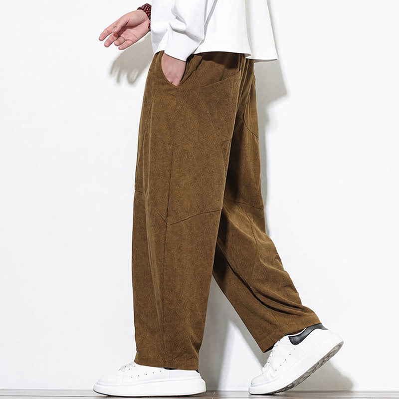 Buddha Stones Fall Classic Simple Drawstring Solid Ankle Pants Corduroy Men's Tapered Pants With Pocket - image 3