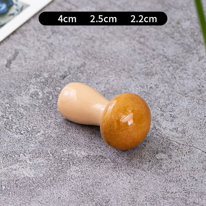 Buddha Stones Ceramic Vegetable Design Mini Tabletop Chopstick Holder - Shiitake Mushroom (Yellow) Approx. 4.2 × 2.5 × 2.2 cm - Ceramic - image 25