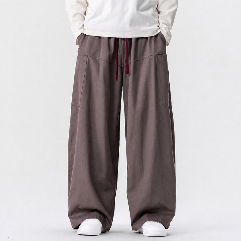 Buddha Stones Fall Casual Drawstring Solid Long Pants Men's Wide Leg Pants With Pockets - Sienna - US/UK/AU46，EU56 (5XL) - image 24