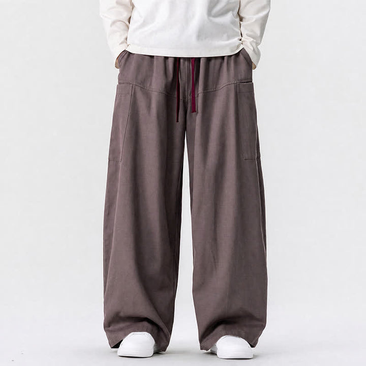Buddha Stones Fall Casual Drawstring Solid Long Pants Men's Wide Leg Pants With Pockets - Sienna - US/UK/AU46，EU56 (5XL) - image 24