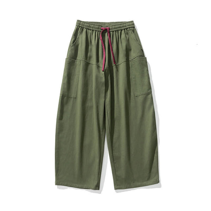 Buddha Stones Fall Casual Drawstring Solid Long Pants Men's Wide Leg Pants With Pockets - image 8