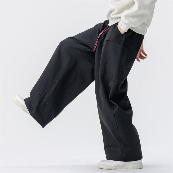 Buddha Stones Fall Casual Drawstring Solid Long Pants Men's Wide Leg Pants With Pockets - image 16