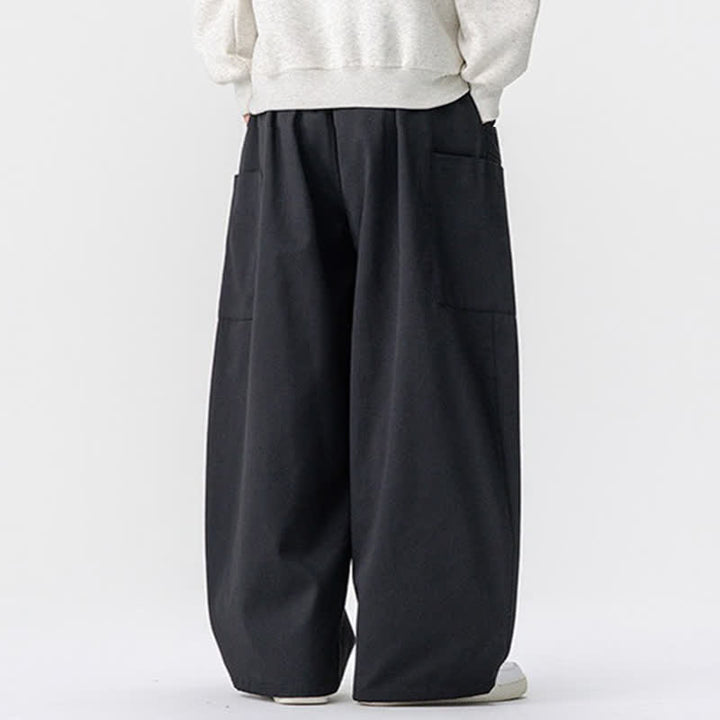 Buddha Stones Fall Casual Drawstring Solid Long Pants Men's Wide Leg Pants With Pockets - image 13