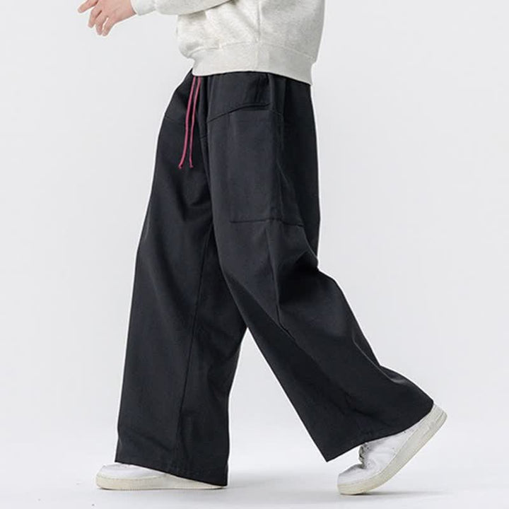 Buddha Stones Fall Casual Drawstring Solid Long Pants Men's Wide Leg Pants With Pockets - image 11