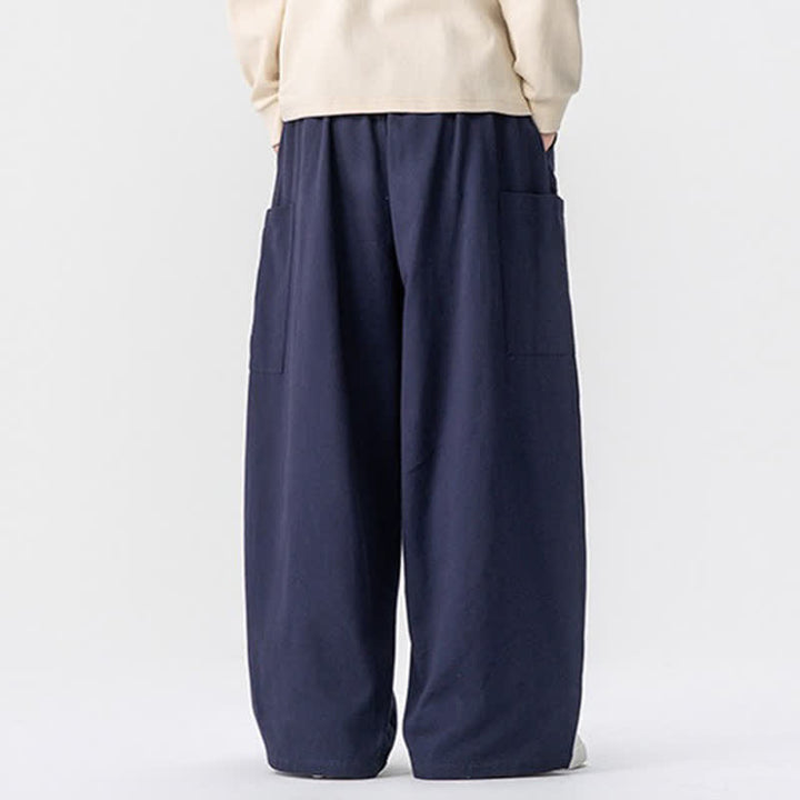 Buddha Stones Fall Casual Drawstring Solid Long Pants Men's Wide Leg Pants With Pockets - image 21