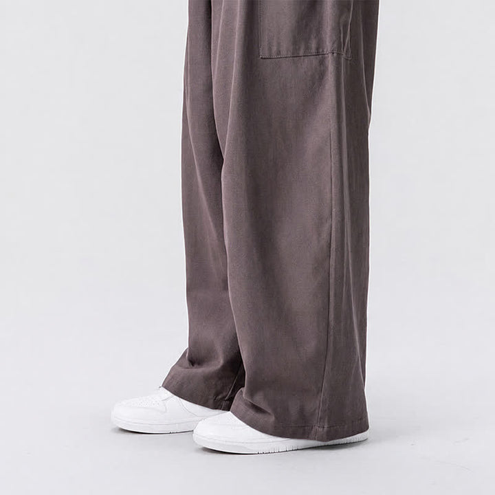 Buddha Stones Fall Casual Drawstring Solid Long Pants Men's Wide Leg Pants With Pockets - image 32