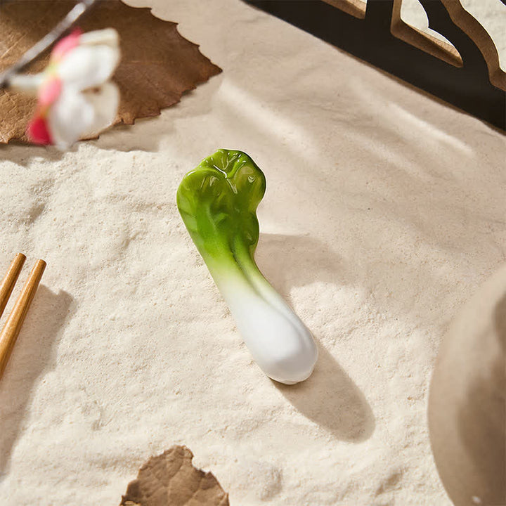 Buddha Stones Ceramic Vegetable Design Mini Tabletop Chopstick Holder - Cabbage (Light Green) Approx. 5.7 × 2 × 1.5 cm - Ceramic - image 22