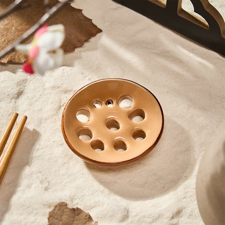 Buddha Stones Ceramic Food Style Mini Chopstick Holder - Lotus Root Slices Approx. 5 × 4.5 × 1 cm - image 2