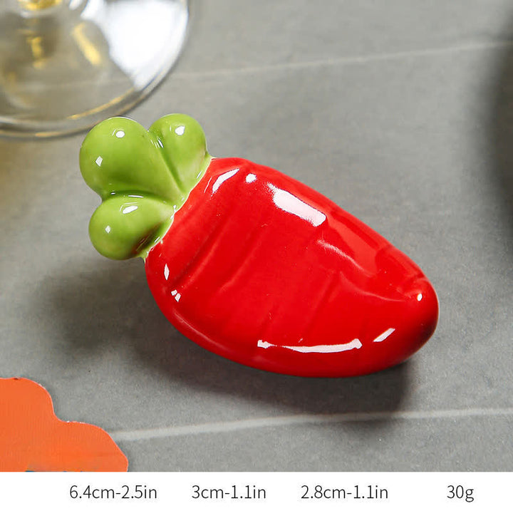 Buddha Stones Ceramic Vegetable Design Mini Tabletop Chopstick Holder - Red Radish-Shaped Chopstick Rest Approx. 6.4 × 3 × 2.8 cm - Ceramic - image 49